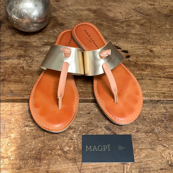 Rock & Candy Shoes - Rock & Candy Blakey Vegan Leather Gold T Strap
